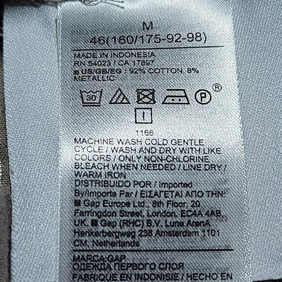 Gap Big Shirt Button Front Womens Size Medium Beige Metallic Stripe Long Sleeve - Picture 6 of 7